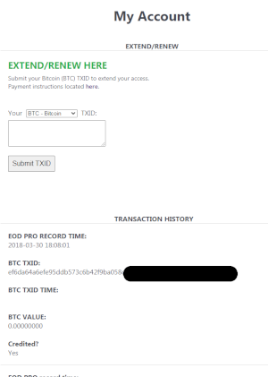 renew account and transactions page
